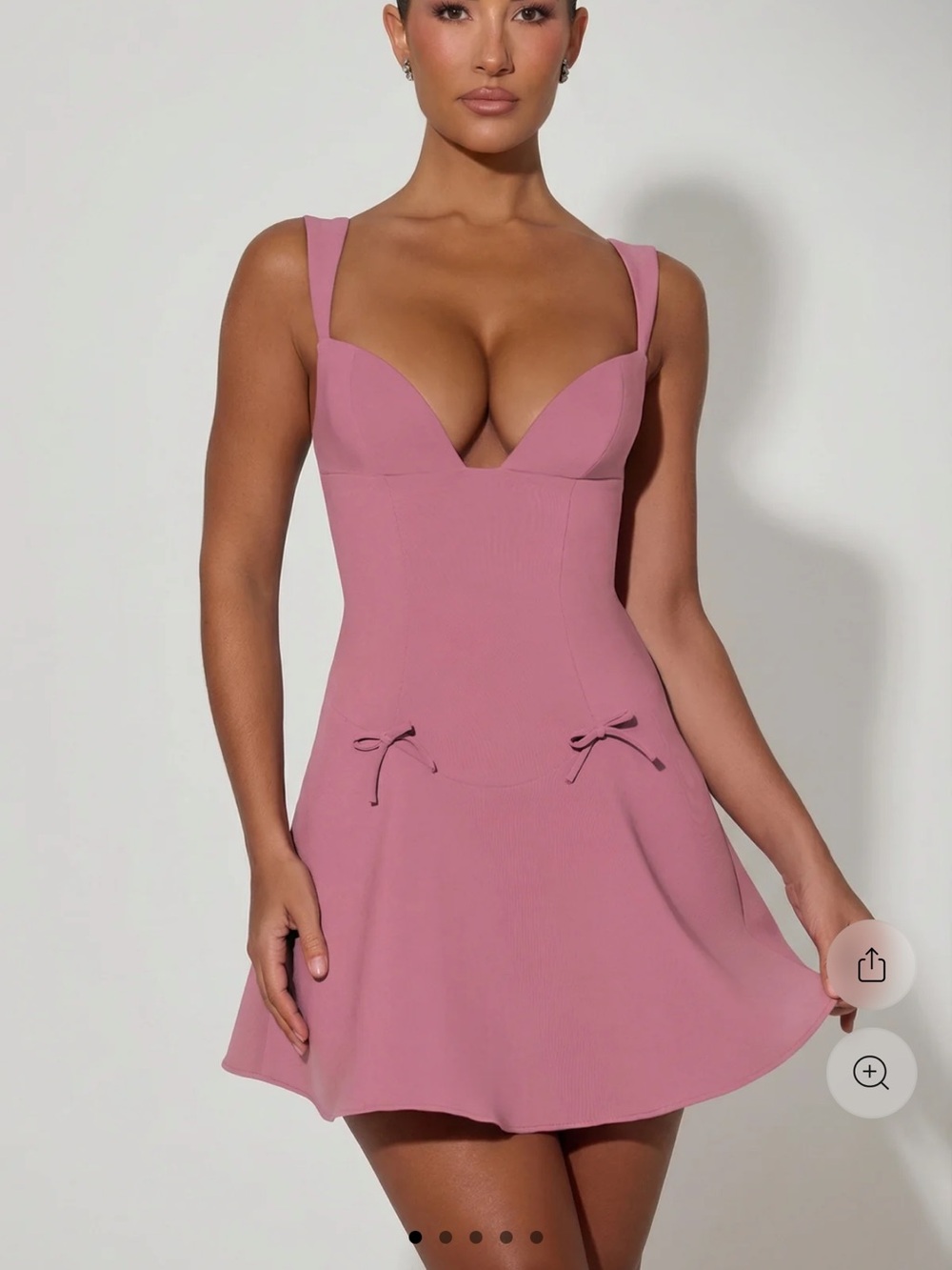 Oh Polly Rose-Pink Plunge Neck Mini Dress
